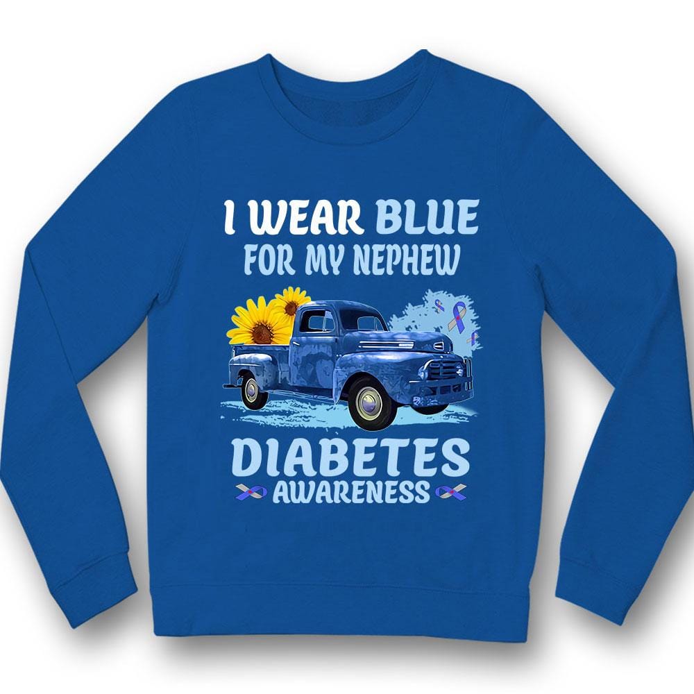 Llevo puesto el azul por mi sobrino, coche con lazo de girasol, camiseta de concienciación sobre la diabetes