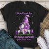 I Wear Purple For Fibromyalgia Shirts Peace Love Cure Gnome & Ribbon