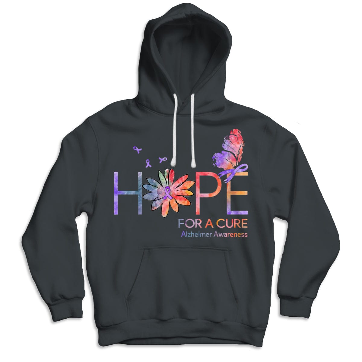 Camisetas con la esperanza de una cura para el Alzheimer con lazo de margarita y mariposa