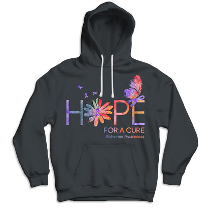 Camisetas con la esperanza de una cura para el Alzheimer con lazo de margarita y mariposa