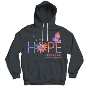 Hope For A Cure Ribbon Daisy Butterfly Alzheimer's Shirts