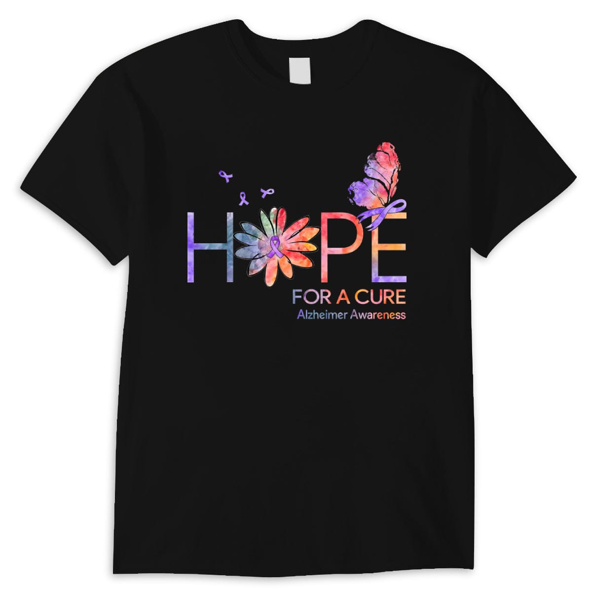 Esperanza de una cura, cinta con margaritas y mariposas, camisetas para el Alzheimer