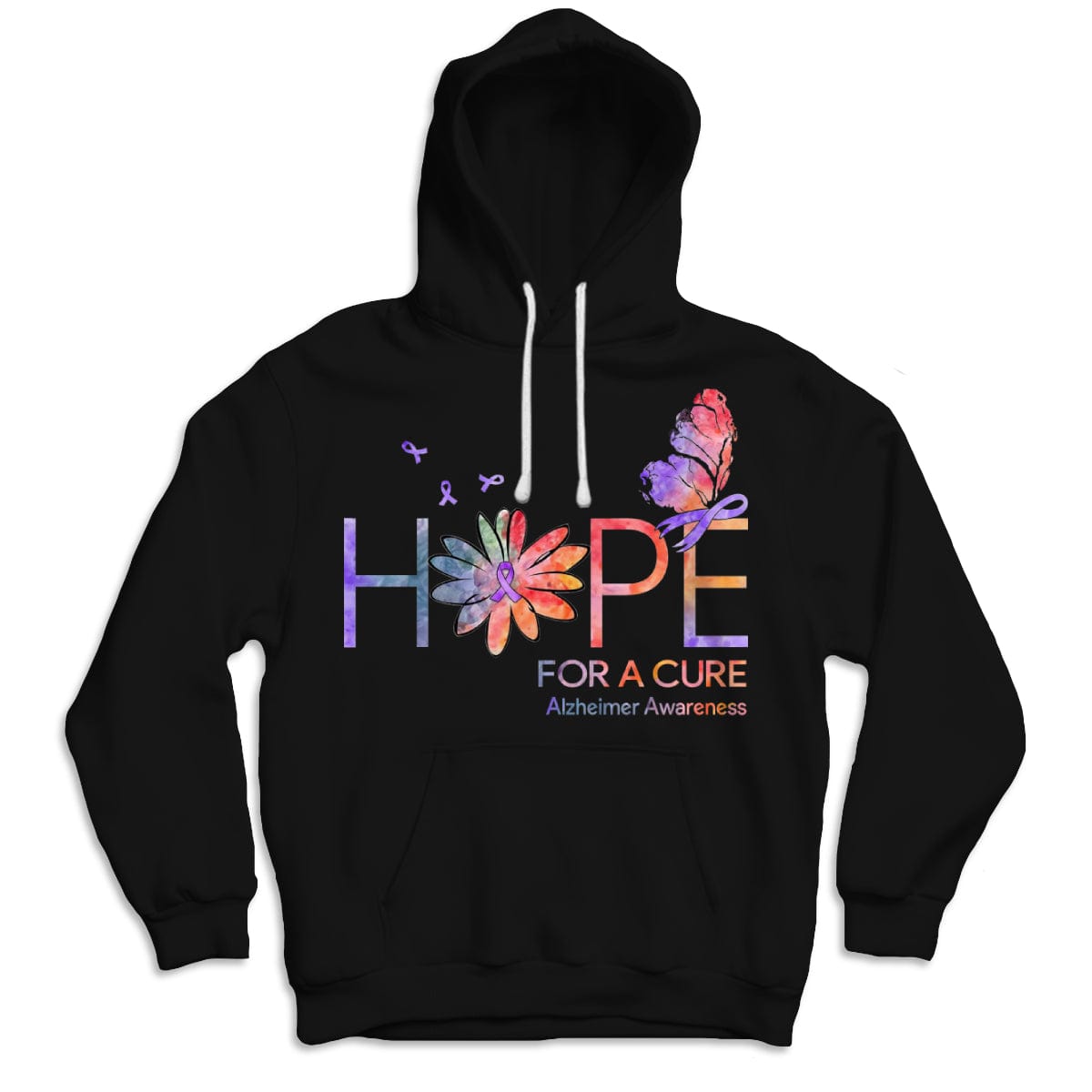 Esperanza de una cura, cinta con margaritas y mariposas, camisetas para el Alzheimer