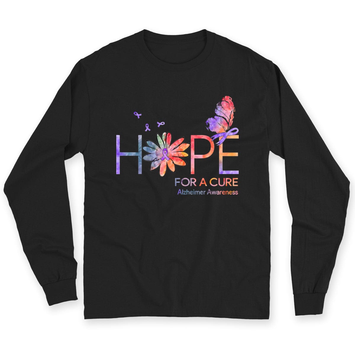 Esperanza de una cura, cinta con margaritas y mariposas, camisetas para el Alzheimer