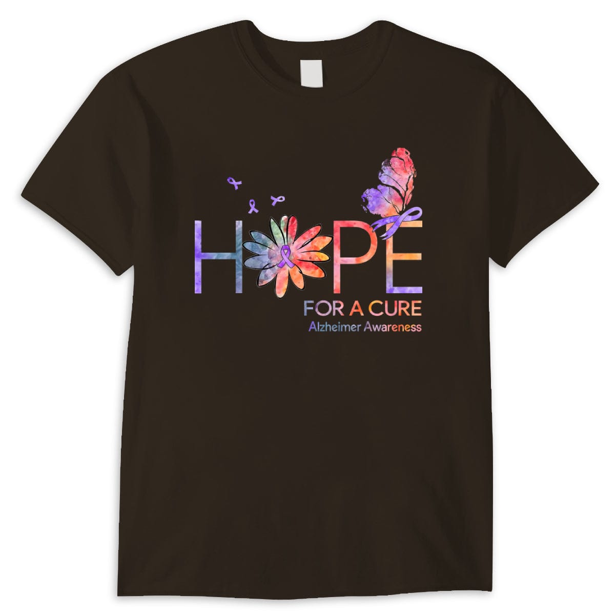 Camisetas con la esperanza de una cura para el Alzheimer con lazo de margarita y mariposa