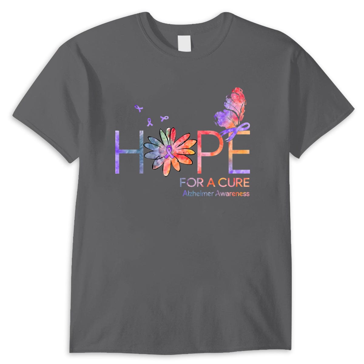 Esperanza de una cura, cinta con margaritas y mariposas, camisetas para el Alzheimer