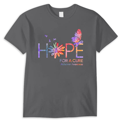 Esperanza de una cura, cinta con margaritas y mariposas, camisetas para el Alzheimer