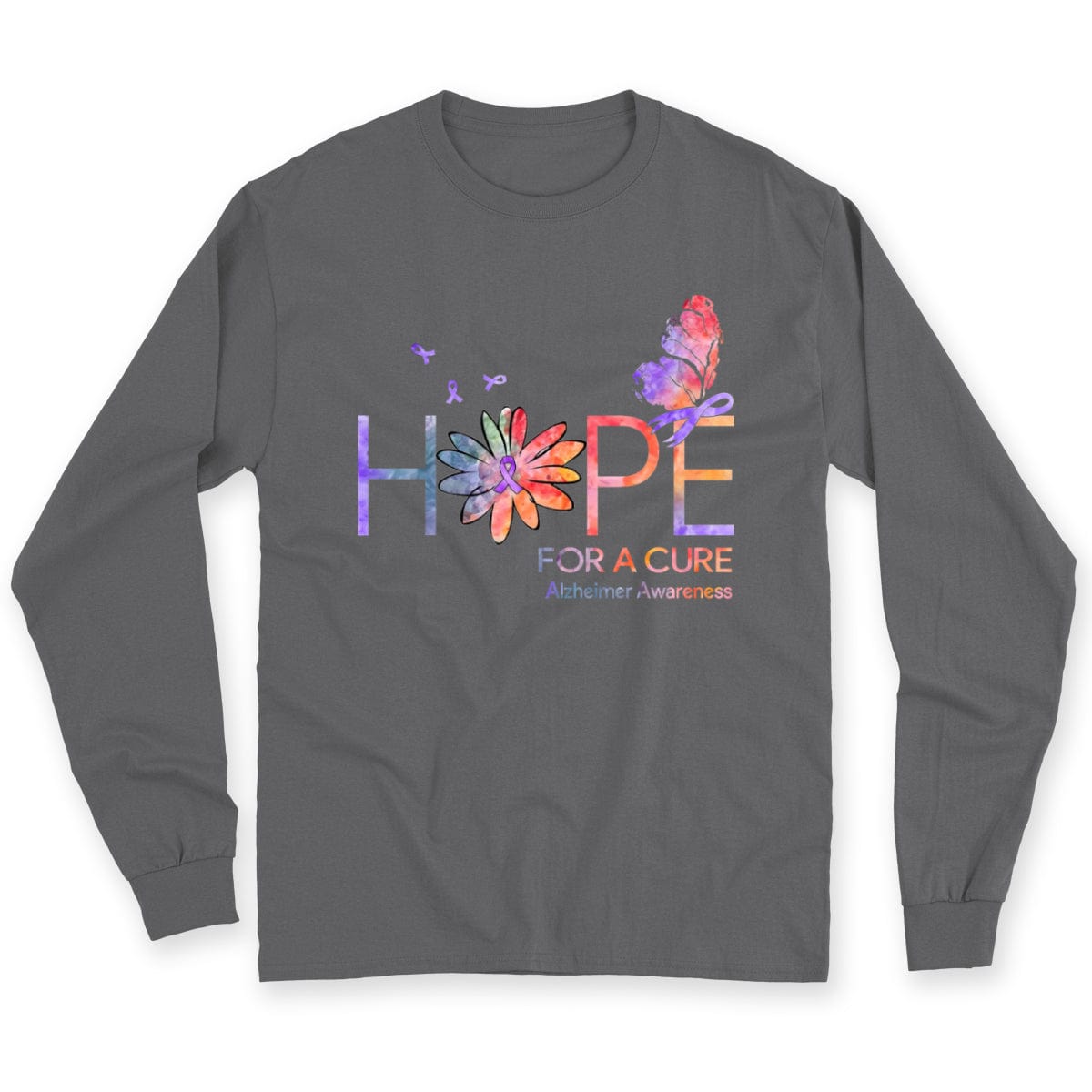 Esperanza de una cura, cinta con margaritas y mariposas, camisetas para el Alzheimer