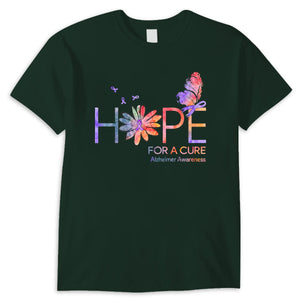 Hope For A Cure Ribbon Daisy Butterfly Alzheimer's Awareness Shirts