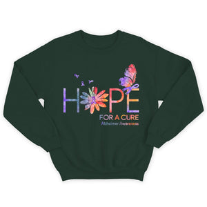 Hope For A Cure Ribbon Daisy Butterfly Alzheimer's Awareness Shirts