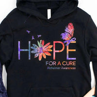 Hope For A Cure, Ribbon Daisy Butterfly, Alzheimer's Hoodie, Shirt
