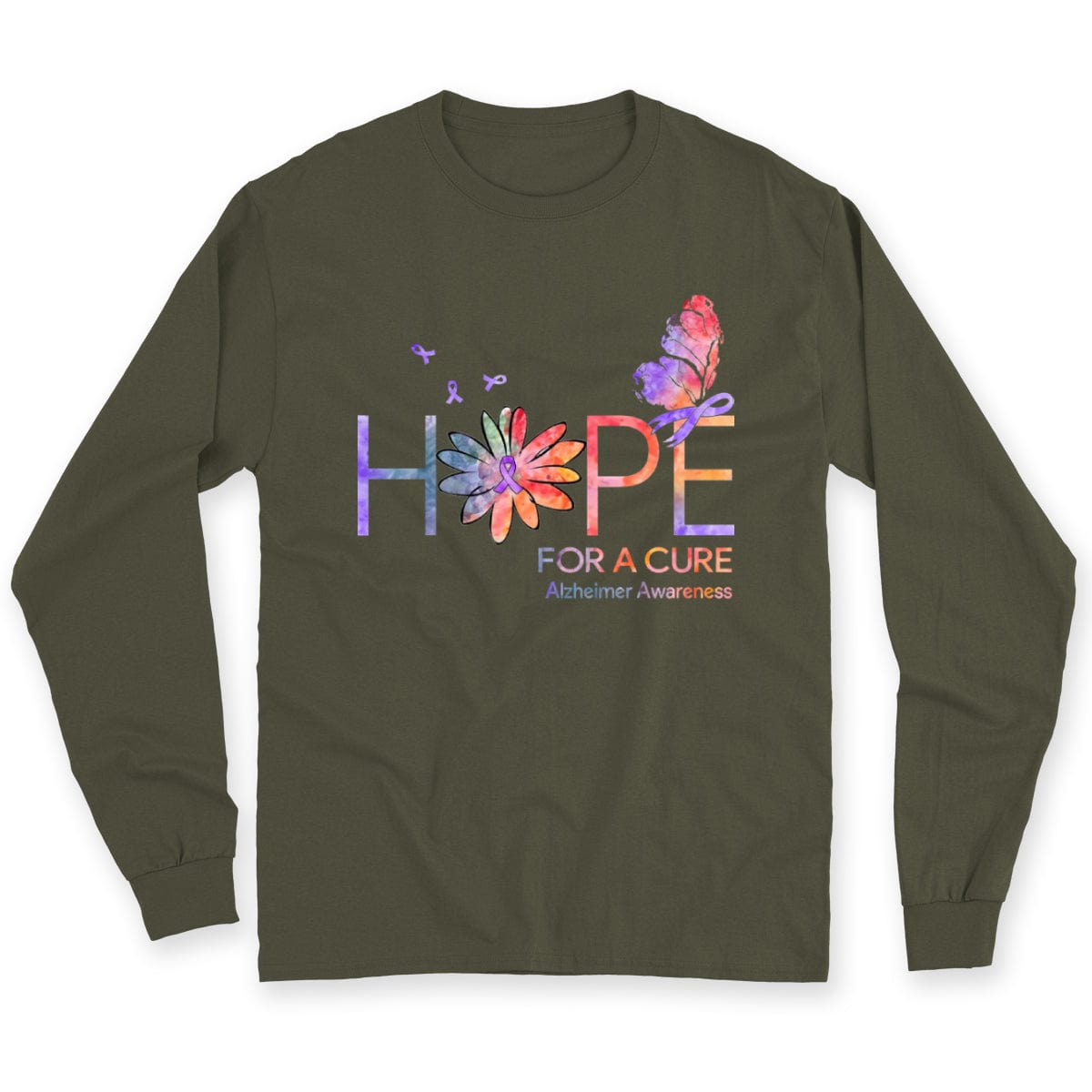 Camisetas de concienciación sobre el Alzheimer con lazo de margarita y mariposa con la esperanza de una cura