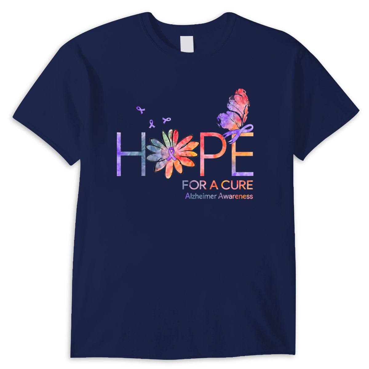 Esperanza de una cura, cinta con margaritas y mariposas, camisetas para el Alzheimer