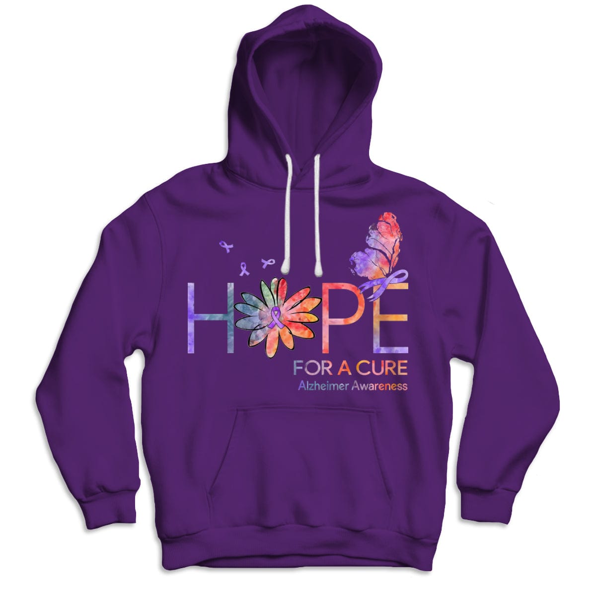 Camisetas con la esperanza de una cura para el Alzheimer con lazo de margarita y mariposa