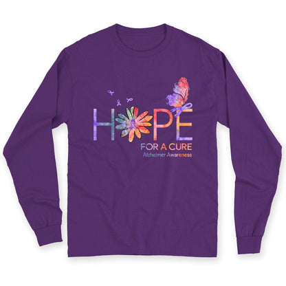 Camisetas con la esperanza de una cura para el Alzheimer con lazo de margarita y mariposa
