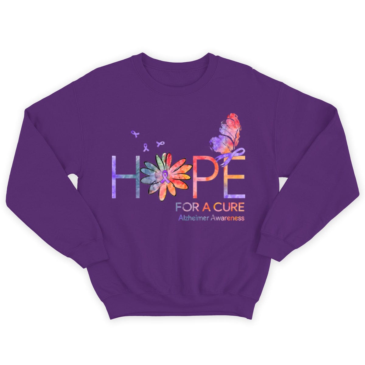 Camisetas con la esperanza de una cura para el Alzheimer con lazo de margarita y mariposa