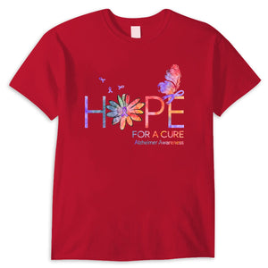 Hope For A Cure Ribbon Daisy Butterfly Alzheimer's Shirts