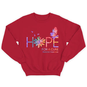 Hope For A Cure Ribbon Daisy Butterfly Alzheimer's Shirts