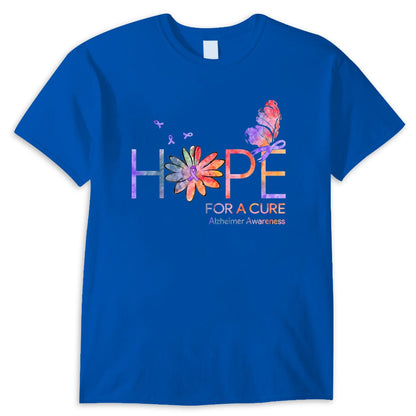 Esperanza de una cura, cinta con margaritas y mariposas, camisetas para el Alzheimer