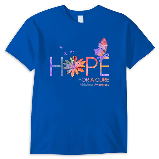 Camisetas de concienciación sobre el Alzheimer con lazo de margarita y mariposa con la esperanza de una cura