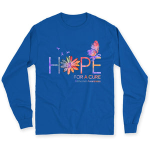 Hope For A Cure Ribbon Daisy Butterfly Alzheimer's Awareness Shirts