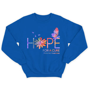 Hope For A Cure Ribbon Daisy Butterfly Alzheimer's Awareness Shirts