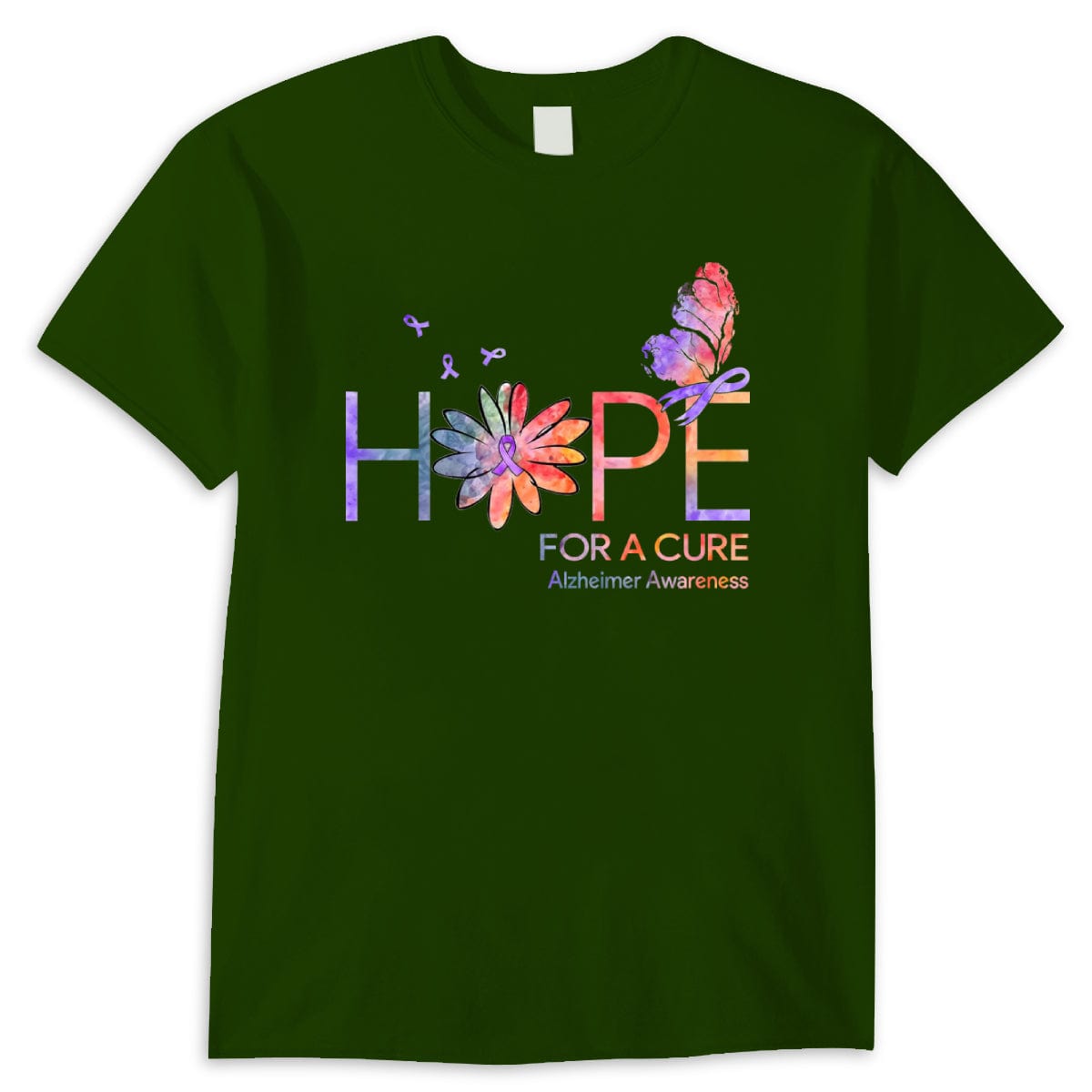 Camisetas de concienciación sobre el Alzheimer con lazo de margarita y mariposa con la esperanza de una cura