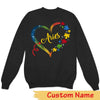 Personalized Autism Awareness Hoodie, Puzzle Piece Heart, Custom Name Shirt