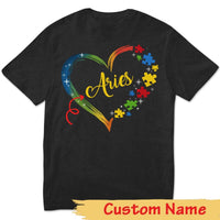 Personalized Autism Awareness Hoodie, Puzzle Piece Heart, Custom Name Shirt