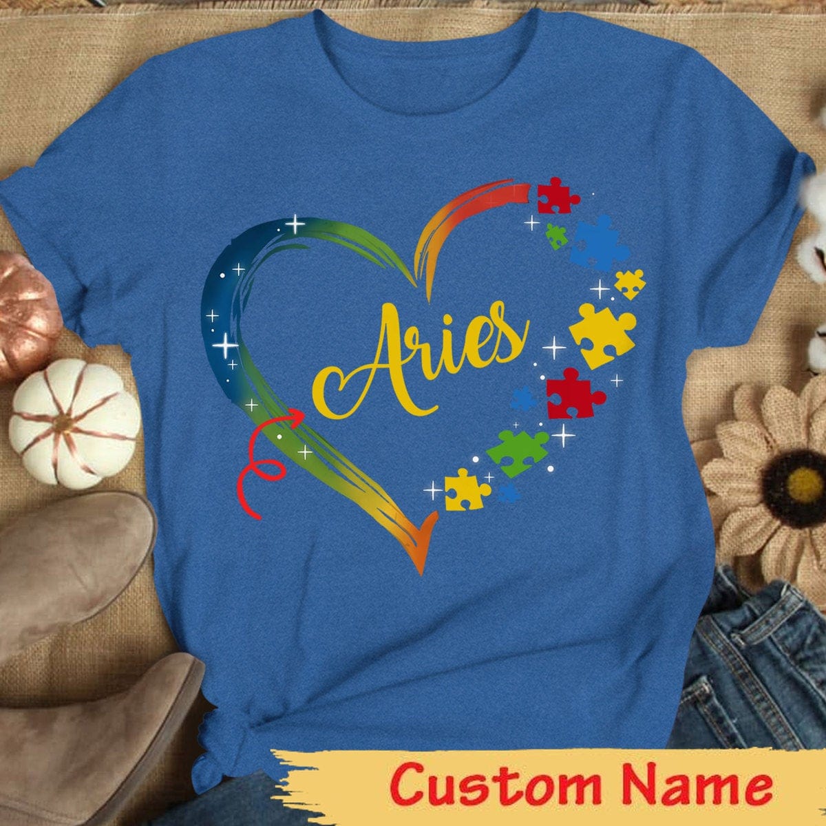 Personalized Autism Shirt, Puzzle Piece Heart, Custom Name Autism Awareness Shirt