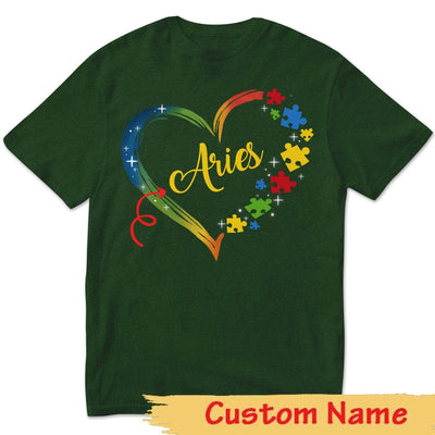 Personalized Autism Shirt, Puzzle Piece Heart, Custom Name Autism Awareness Shirt