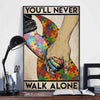 You'll Never Walk Alone, Puzzle Piece Hand, Autism Awareness Poster, Canvas, Wall Print Art, Home Decor