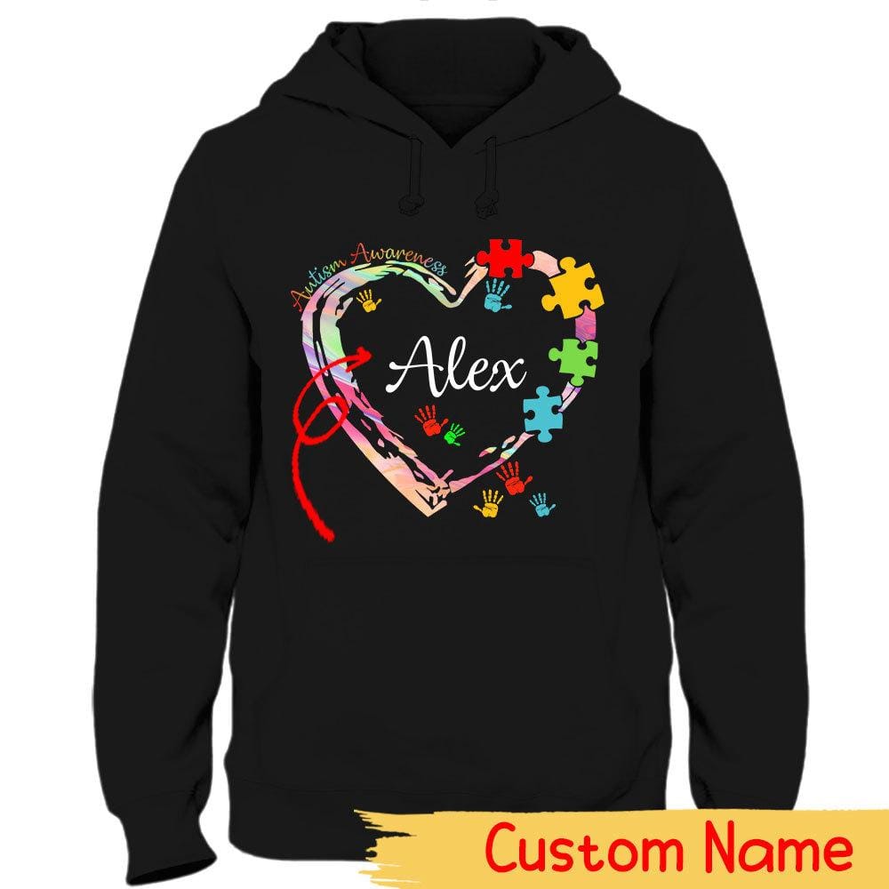 Camisetas personalizadas para autismo para la familia: piezas de rompecabezas, corazones y manos