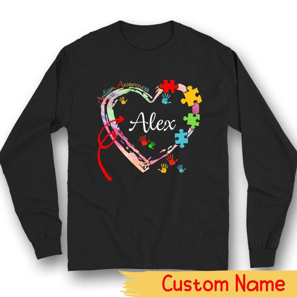 Camisetas personalizadas para autismo para la familia: piezas de rompecabezas, corazones y manos