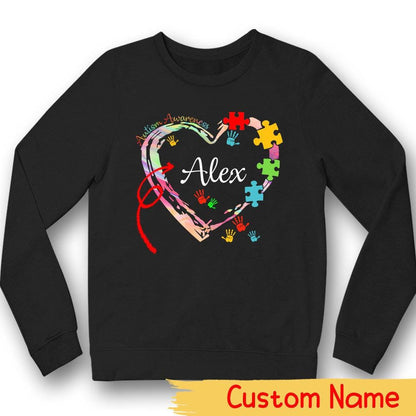 Camisetas personalizadas para autismo para la familia: piezas de rompecabezas, corazones y manos