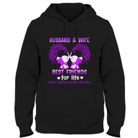 Husband & Wife, Best Friends For Life, Fight Against, Purple Ribbon Elephant, Cystic Fibrosis Awareness Support T Shirt