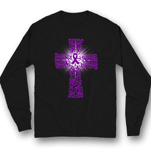 Purple Ribbon Cross, Cystic Fibrosis Awareness Support T Shirt