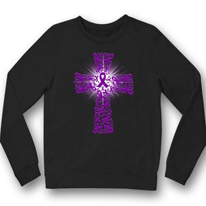 Purple Ribbon Cross, Cystic Fibrosis Awareness Support T Shirt