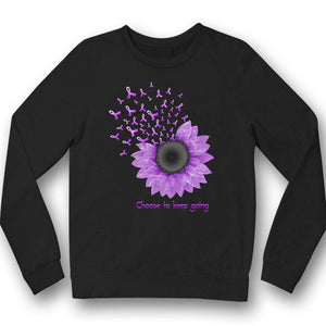 Elige seguir adelante, camiseta de apoyo para la concienciación sobre la fibrosis quística con lazo de girasol