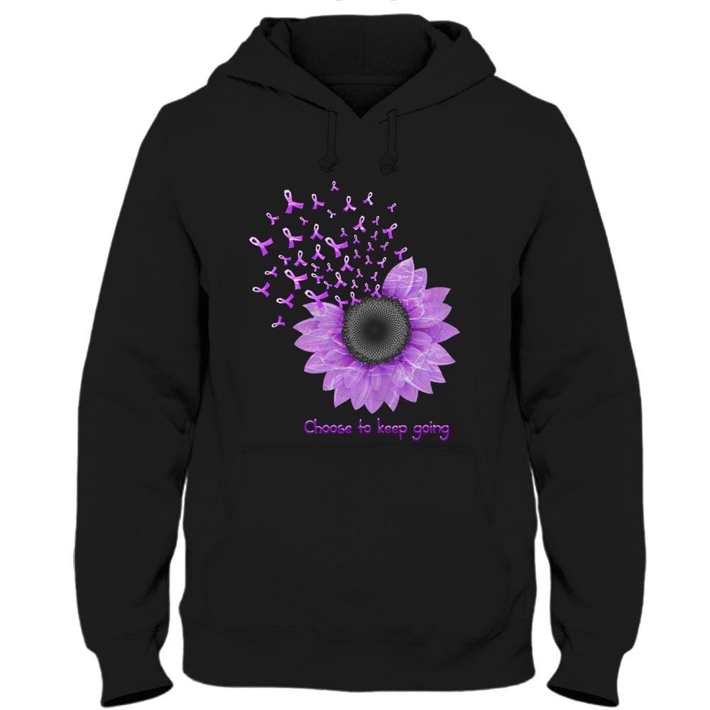 Choose To Keep Going, Ribbon Sunflower, Cystic Fibrosis Awareness Support T Shirt