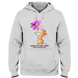 Elige seguir adelante, camiseta de concienciación sobre la fibrosis quística, oso de girasol morado