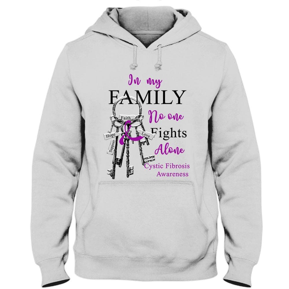 In My Family No One Fights Alone, Cystic Fibrosis Awareness Shirt, Ribbon Key