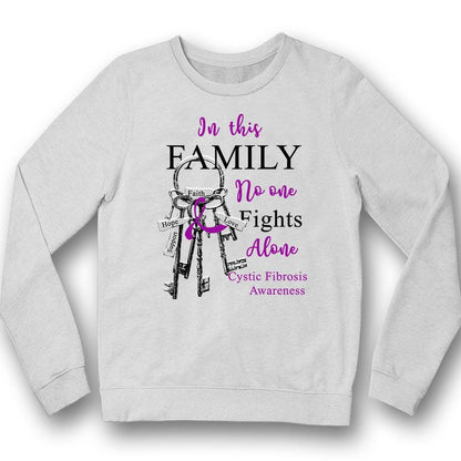 En esta familia nadie lucha solo Camiseta con lazo de concienciación sobre la fibrosis quística