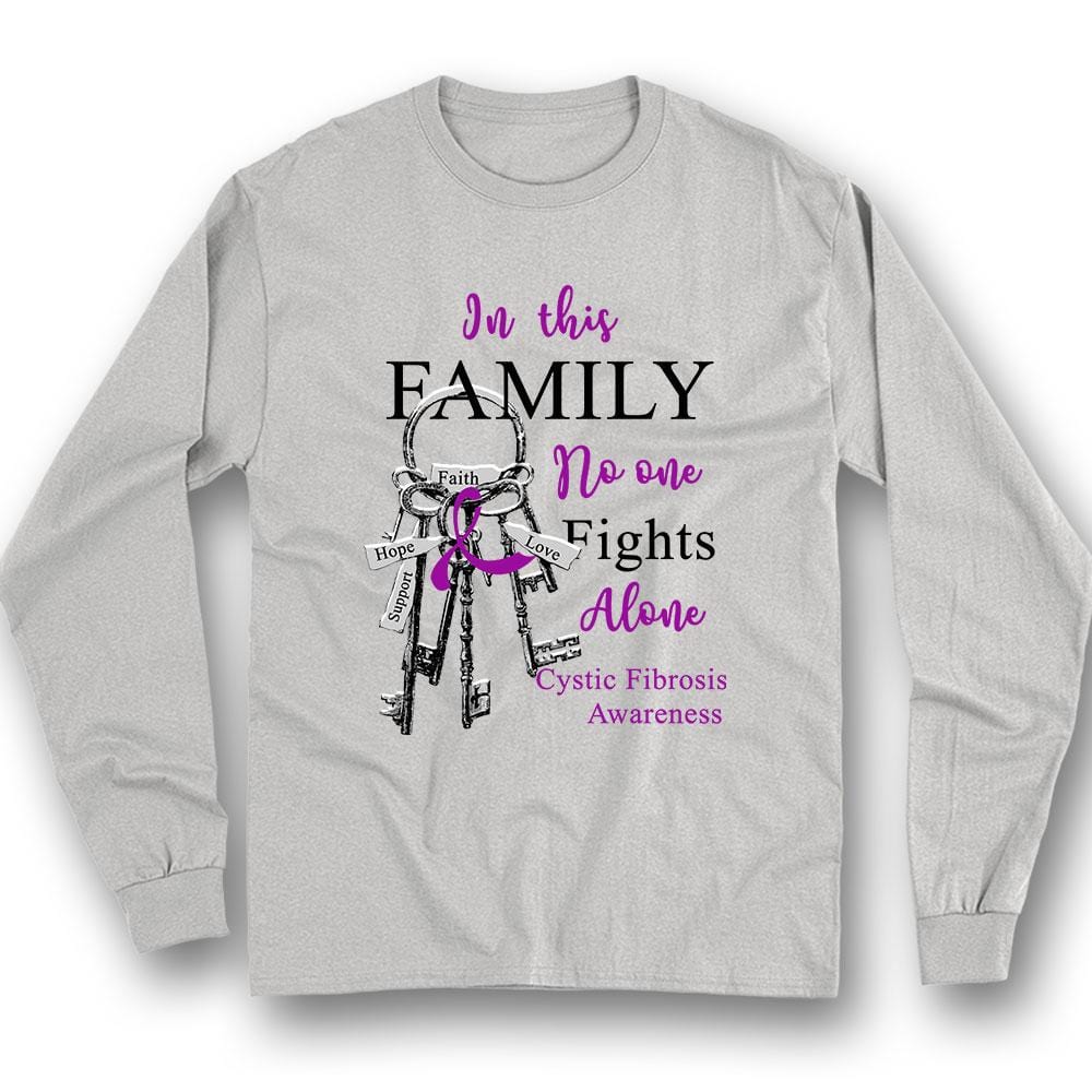 En esta familia nadie lucha solo Camiseta con lazo de concienciación sobre la fibrosis quística