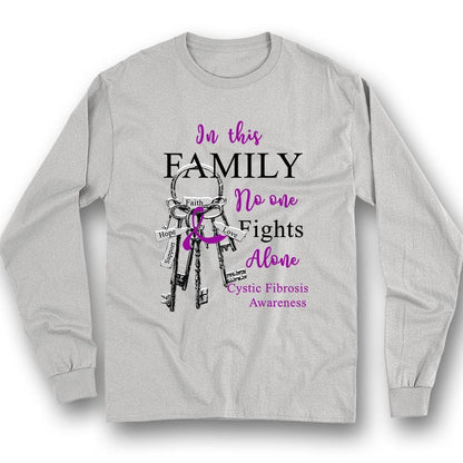 En esta familia nadie lucha solo Camiseta con lazo de concienciación sobre la fibrosis quística