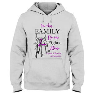 In This Family No One Fights Alone Cystic Fibrosis Awareness Shirt Ribbon Key