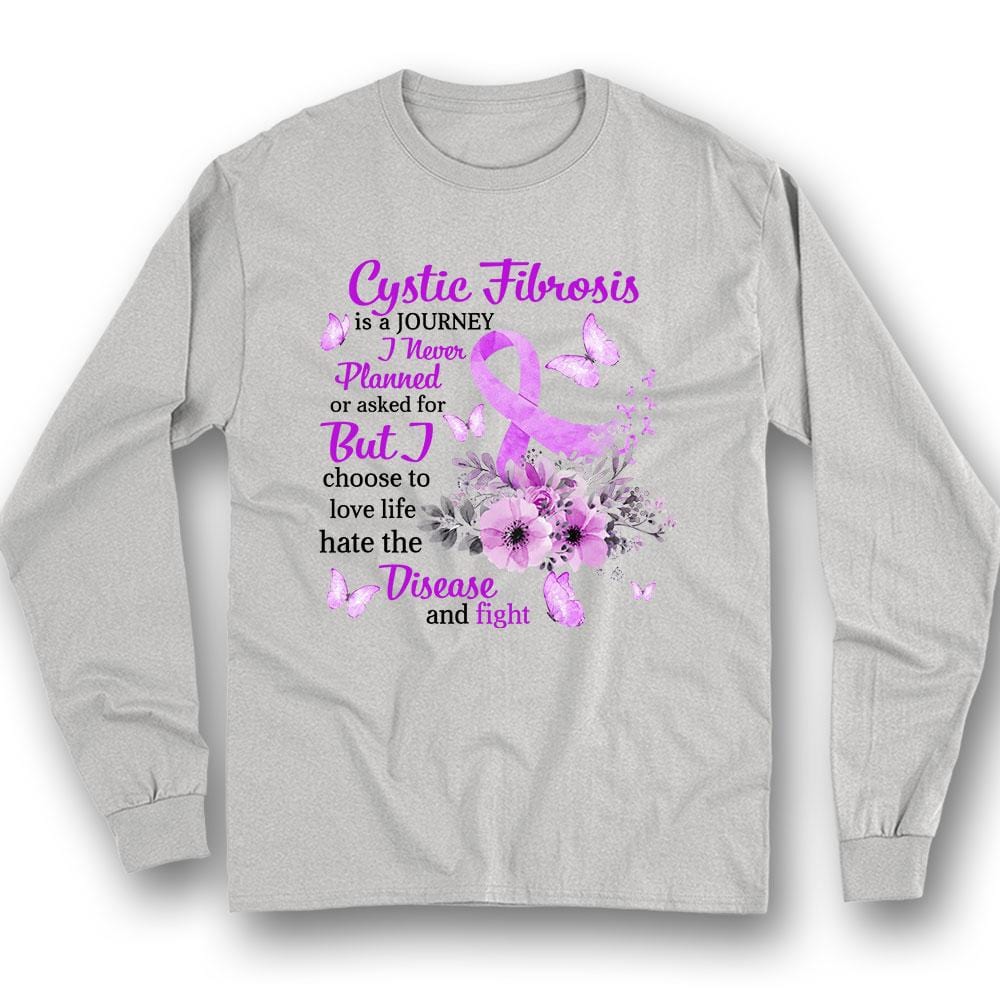 Love Life Fight, Cystic Fibrosis Awareness Support Shirt, Purple Ribbon Butterfly