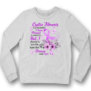 Love Life Fight, Cystic Fibrosis Awareness Support Shirt, Purple Ribbon Butterfly