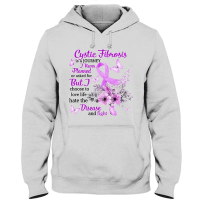 Love Life Fight, Cystic Fibrosis Awareness Support Shirt, Purple Ribbon Butterfly