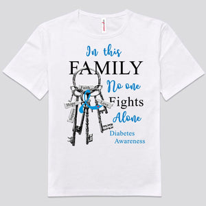 In This Family No One Fights Alone Ribbon Keys Diabetes Shirts